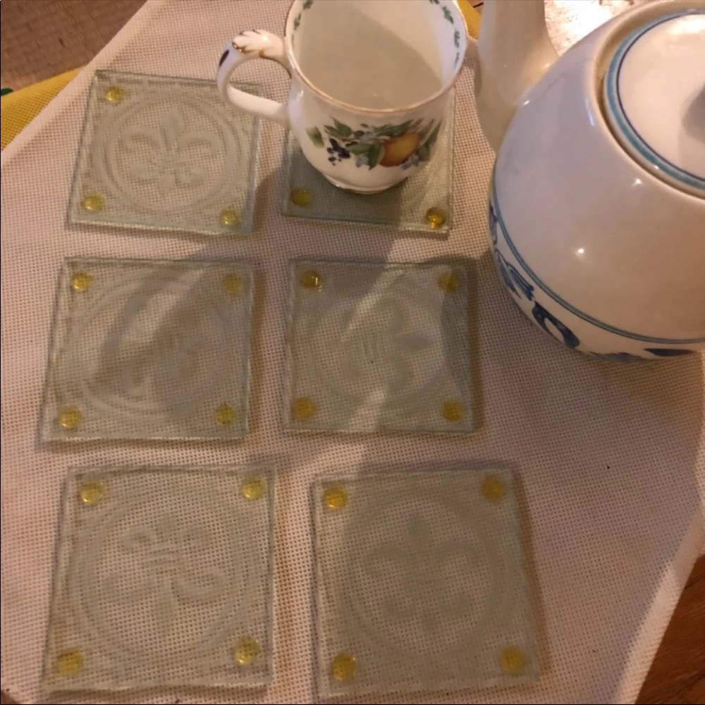 6 glass coasters bundle